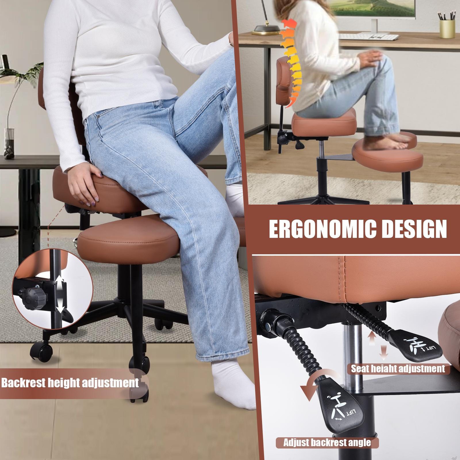 Meditation Chair, ADHD Chair, Cross Legged Office Chair with Wheels New