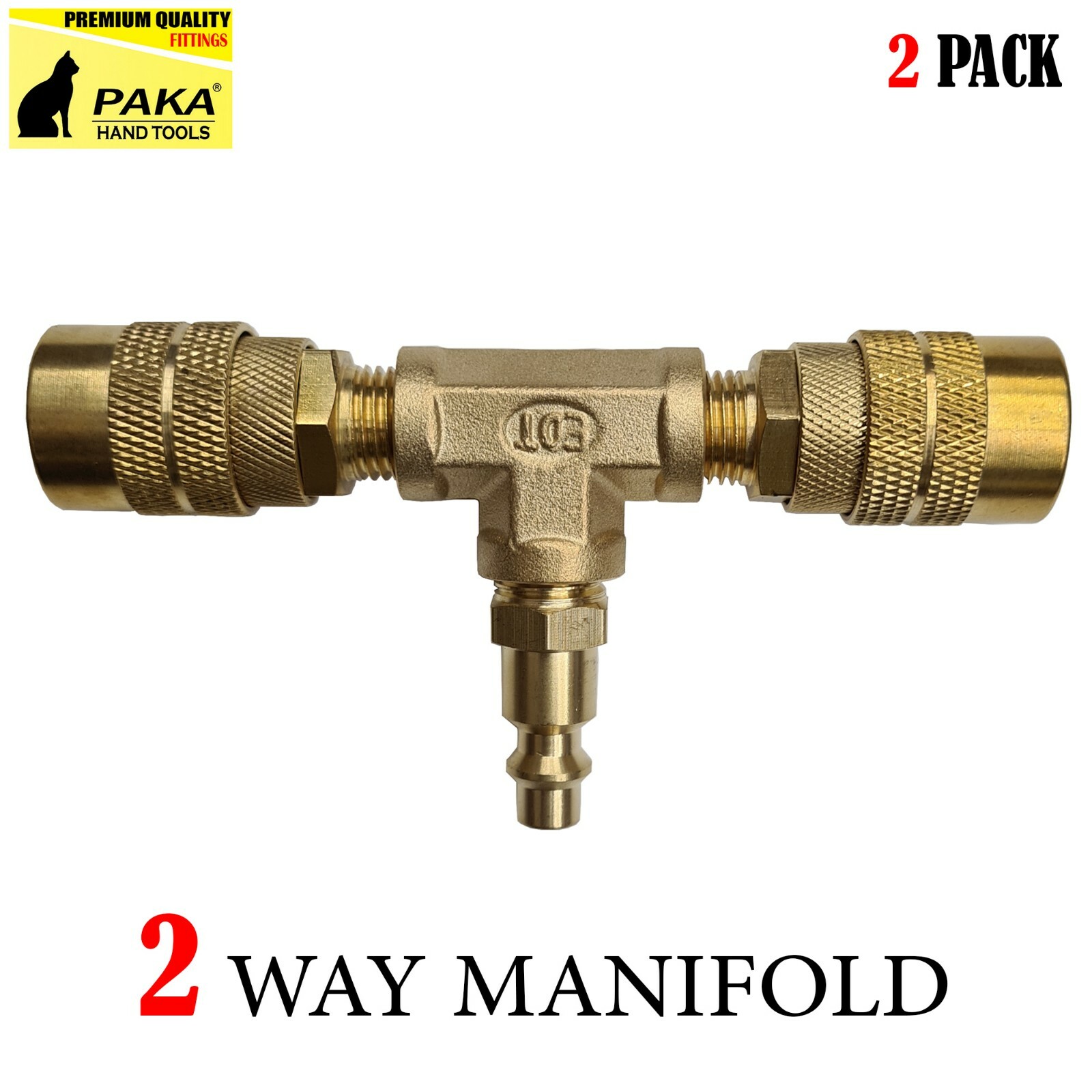 2x 2Way Air Hose Manifold Quick Coupler Connector Brass Fitting Adapter Splitter
