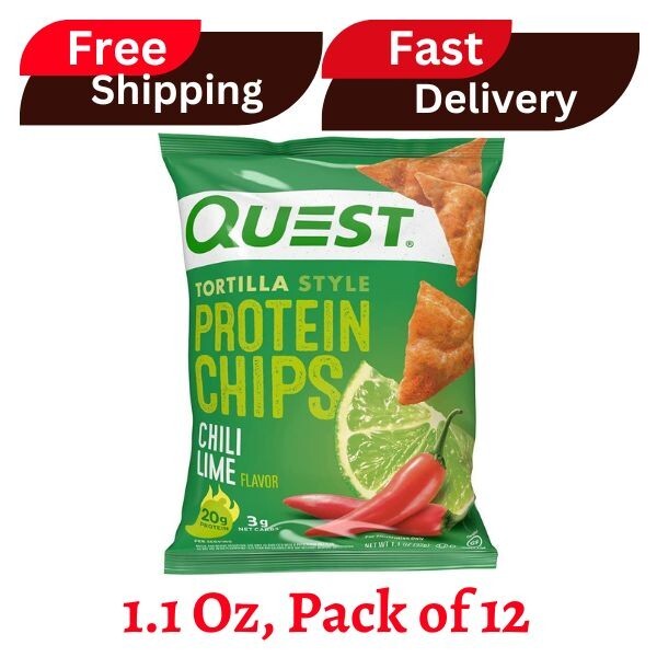 Quest Nutrition Tortilla Style Protein Chips,Chili Lime, Baked,1.1 Oz, Pack of12