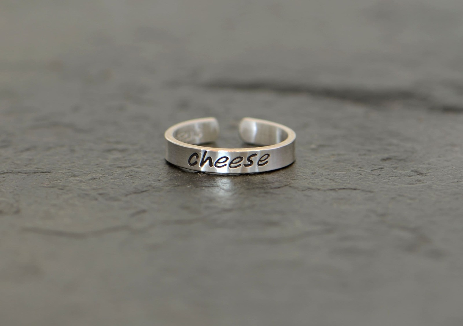 dainty sterling silver toe ring with cheese