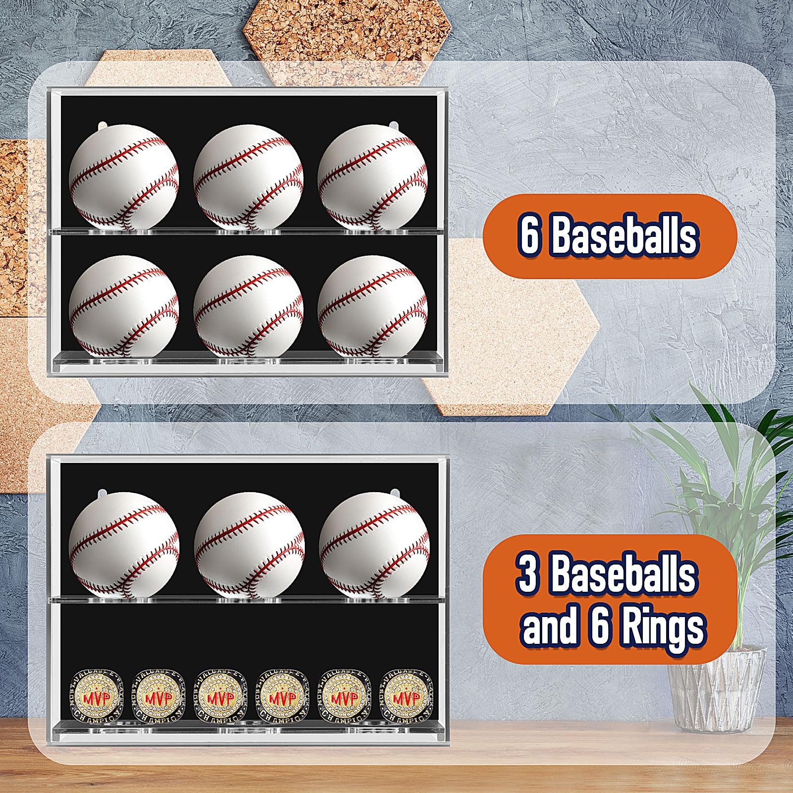 Colingmill Acrylic Baseball Display Case Wall Mounted Holder Clear
