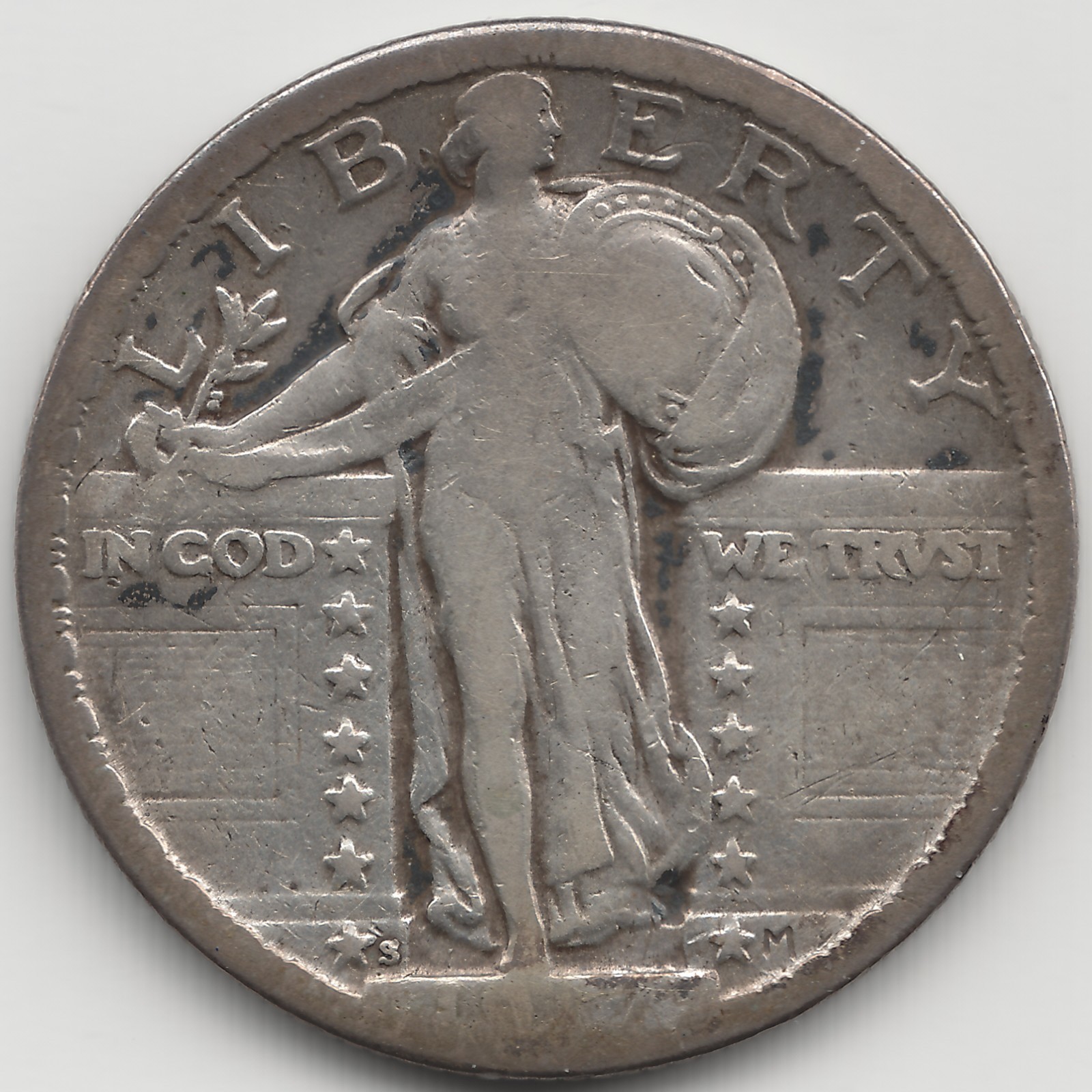 1917 S Type 2 Standing Liberty Quarter, F