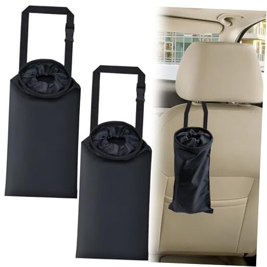 2 PCS Car Trash Bags, Car Accessories Washable Garbage Bag Hanging,