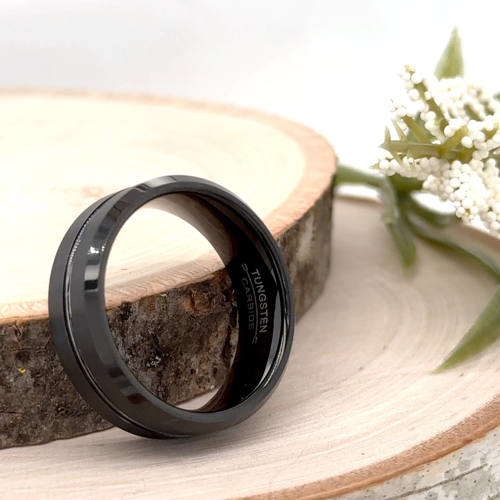 Polished Groove with Brushed Matte Finish Band 8mm Classic Tungsten Carbide Ring