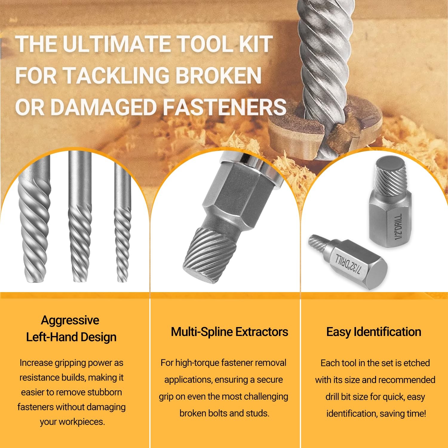 35pcs Master Screw Extractor & Left Hand Drill Bit & Guide Set Bolt Stud Remover