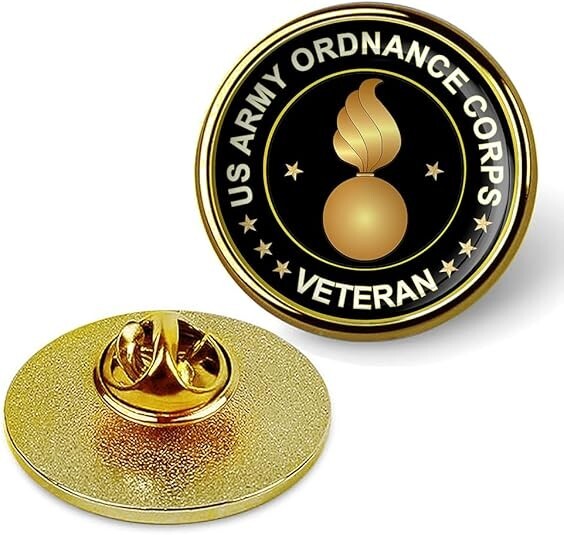 Gold US Army Ordnance Corps Veteran Lapel Pin Veteran Tie Suit Shirt Lapel Pin