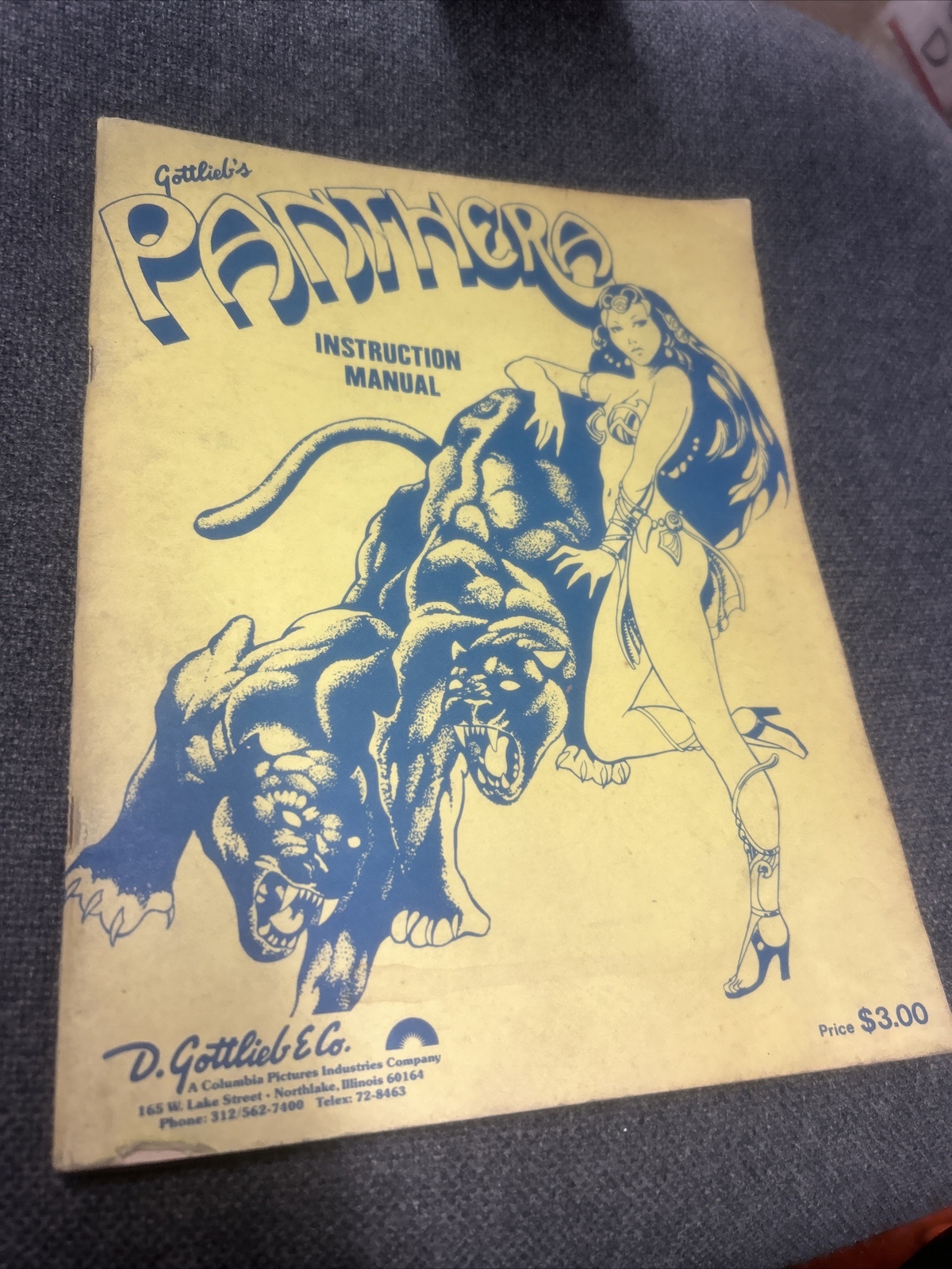 Gottlieb PANTHERA Pinball Machine Manual - good used original