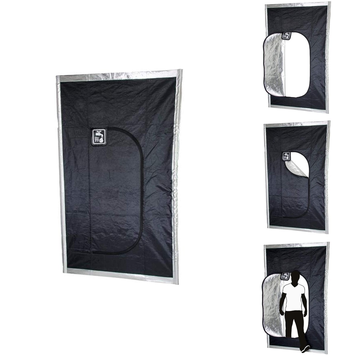 Hydrofarm BHZD Black Hatch Zipper Door 57 1/2" W x 96" H