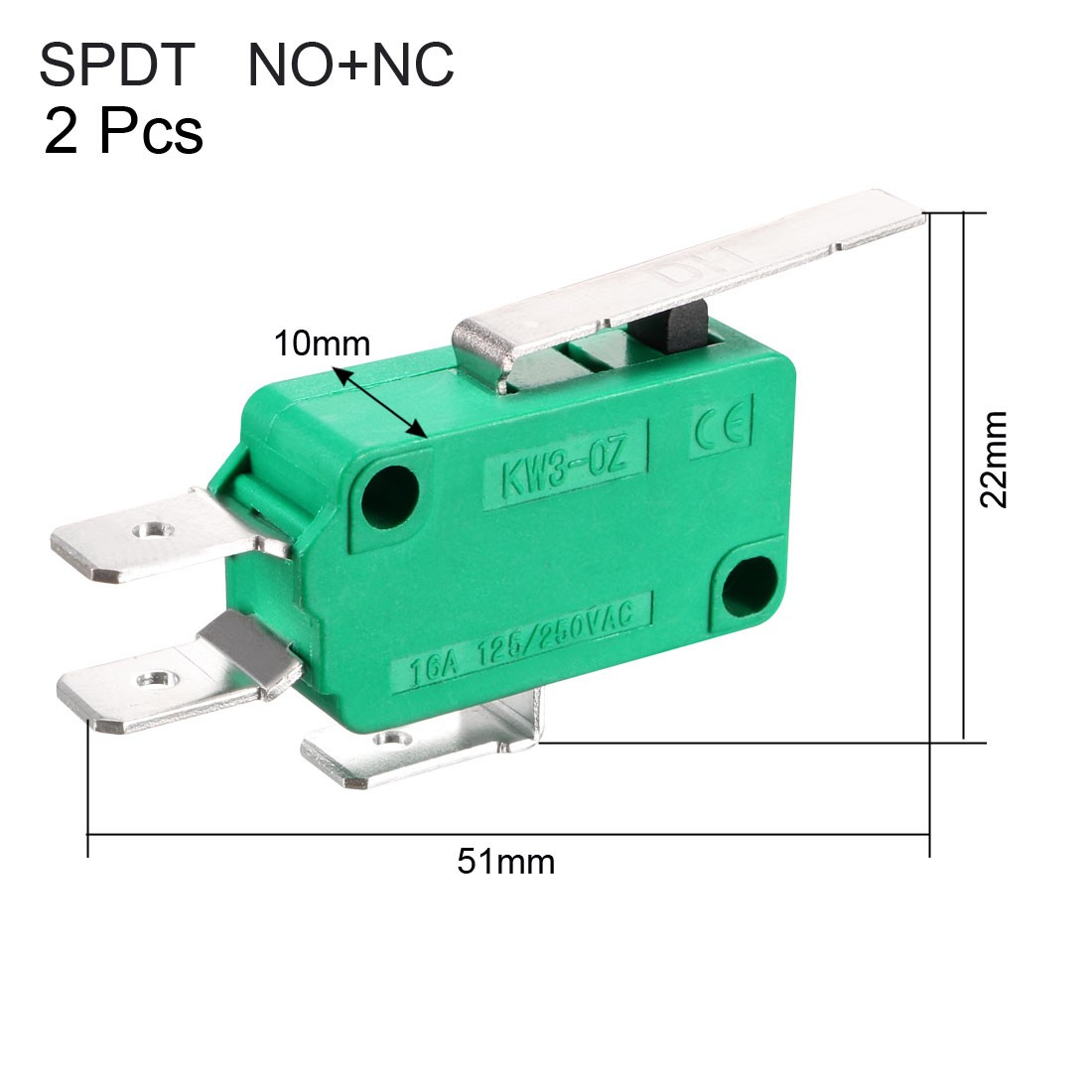 2PCS KW3-OZ 16A 125/250VAC SPDT NO NC Hinge Lever Type Micro Limit Switch