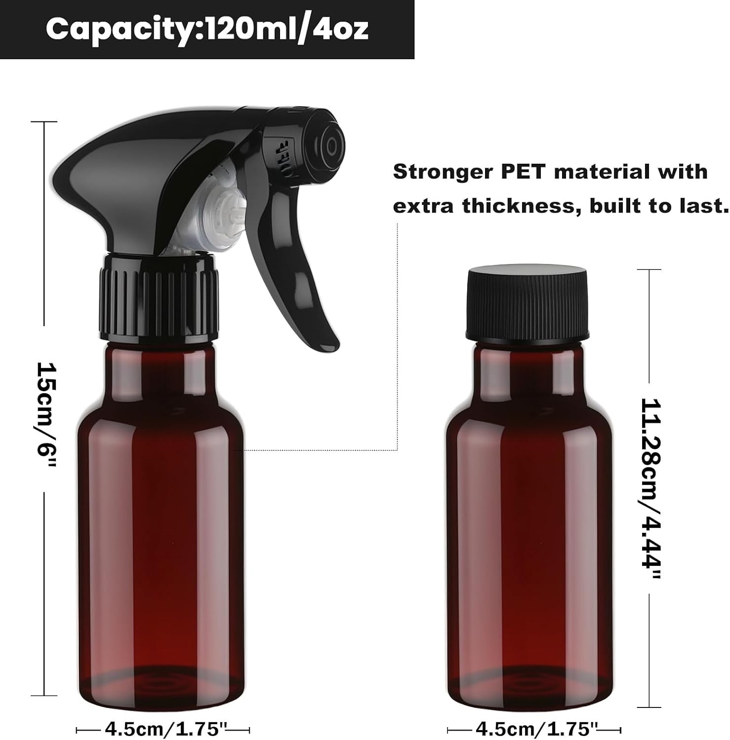 Spray Bottle 4oz Plastic Small Heavy Duty Empty Water Cleaning 2 Pack