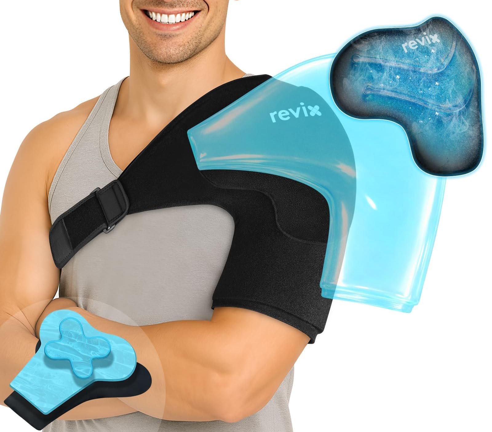 REVIX XL Triple-Layer Gel Shoulder Ice Pack for Rotator Cuff Cold Therapy, Re...
