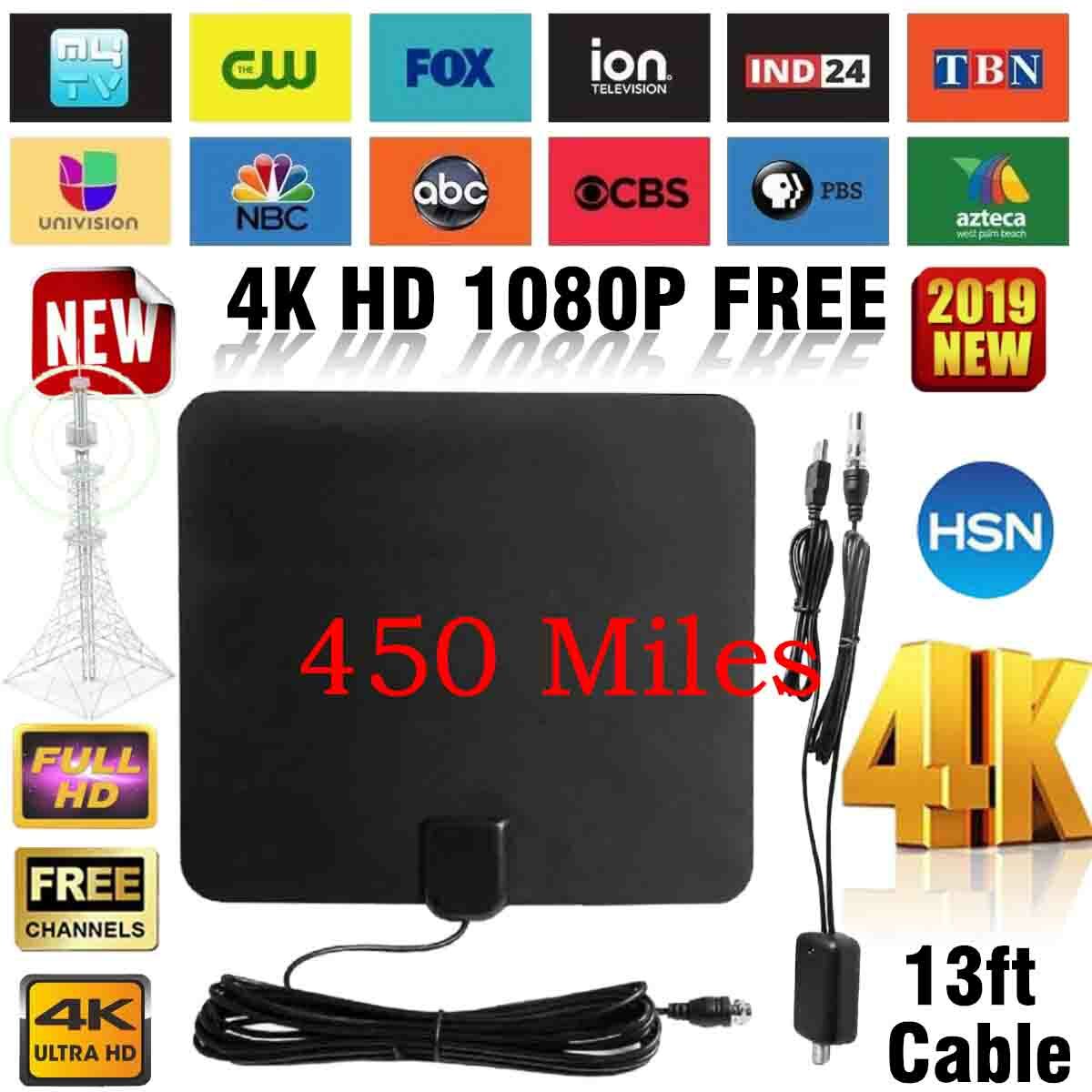 450 Miles Range Digital TV Antenna 1080P Amplified HDTV Booster USB Power HD 4K.
