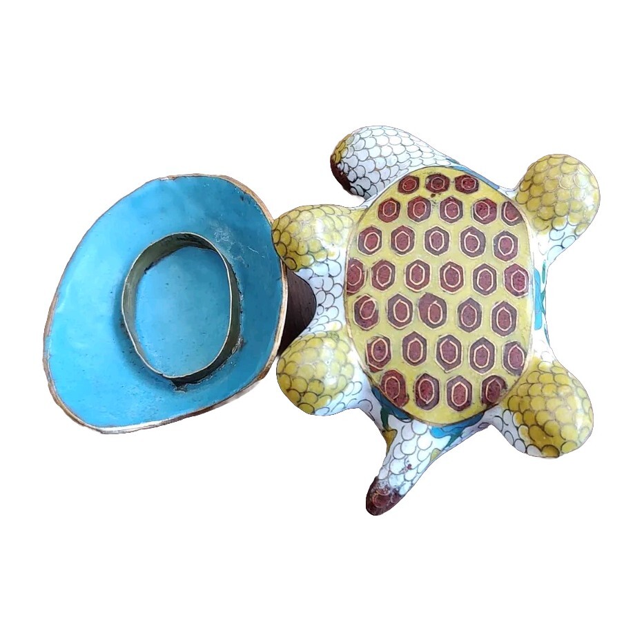 Brass Turtle Cloisonne Trinket Box