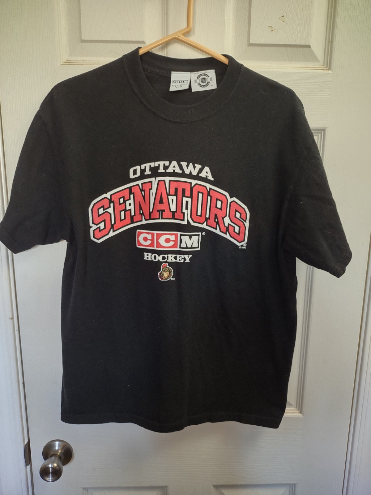 Vintage Ottawa Senators CCM T-Shirt NHL Hockey Black Tee Mens Size L