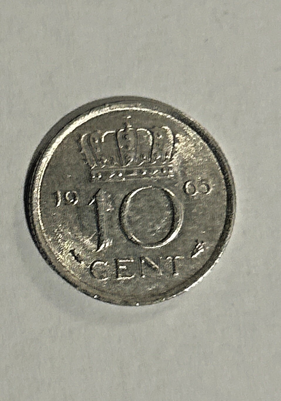 1965 Netherlands 10 Cents coin