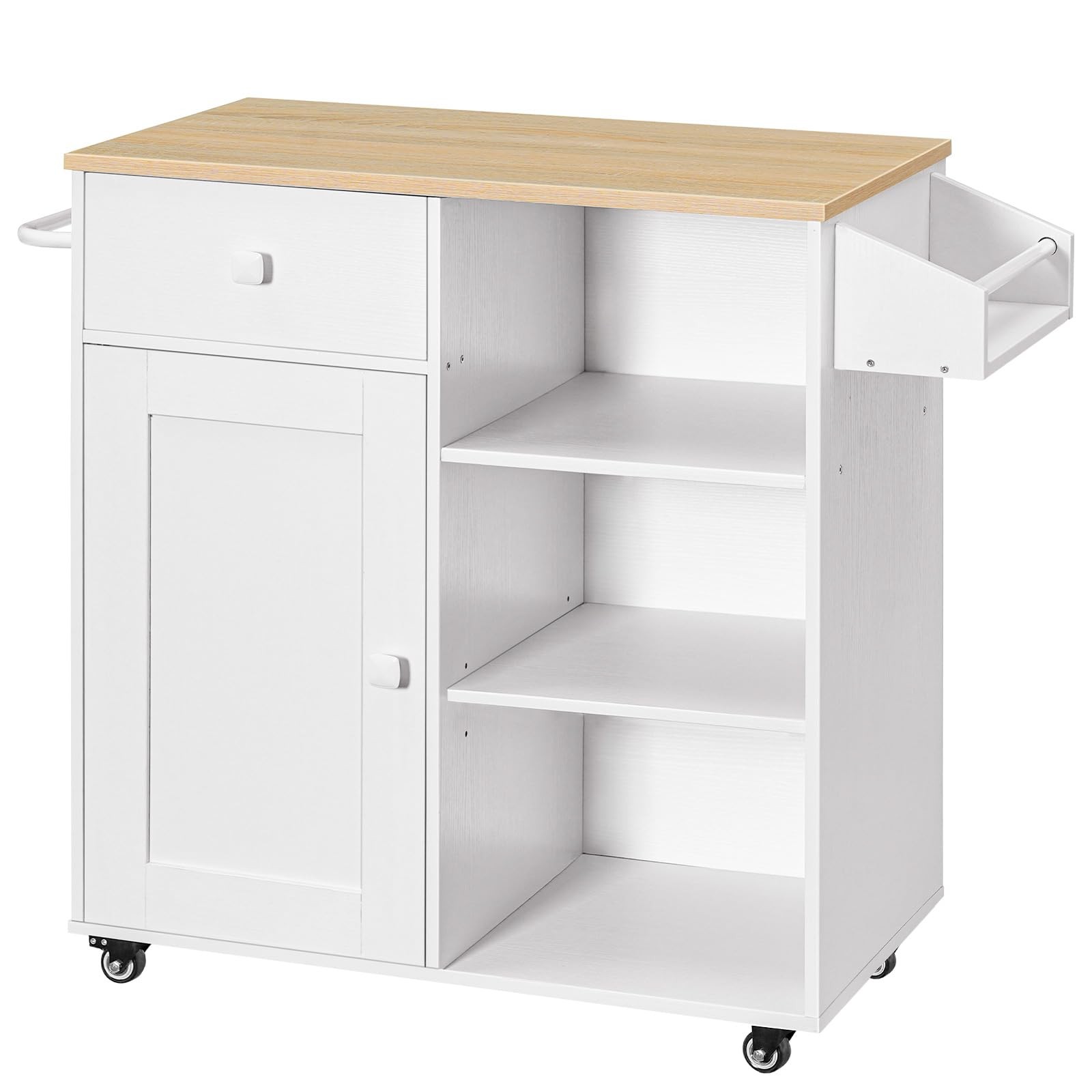 Kitchen Island, Storage Cabinet with Drawer, Kitchen Cart with Spice and Towe...