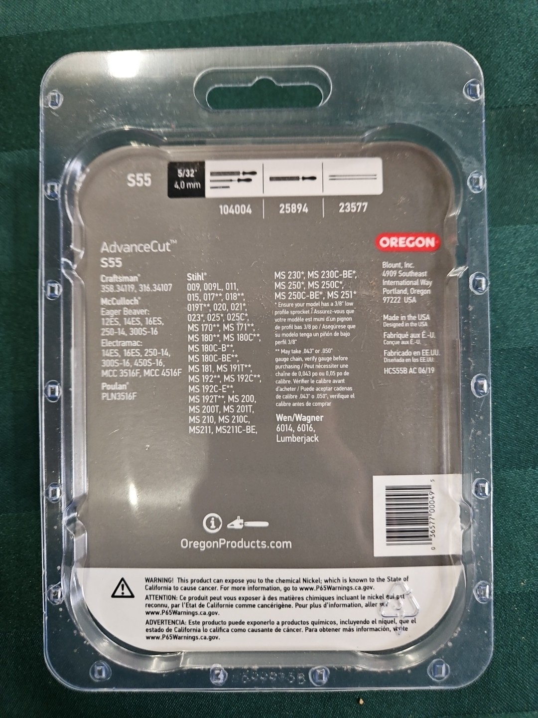 Oregon AdvanceCut S55 Chainsaw Chain 16"- Fits Echo, Oregon, Craftsman + More