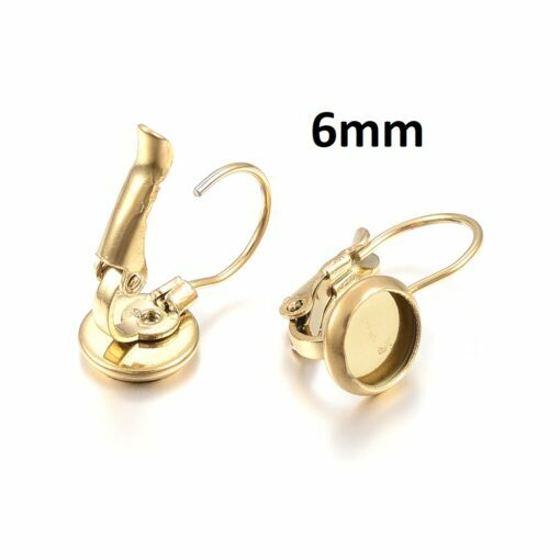 10 pcs. 304 Stainless Steel 18k Gold Earring Clips Settings Lever Back Bezel