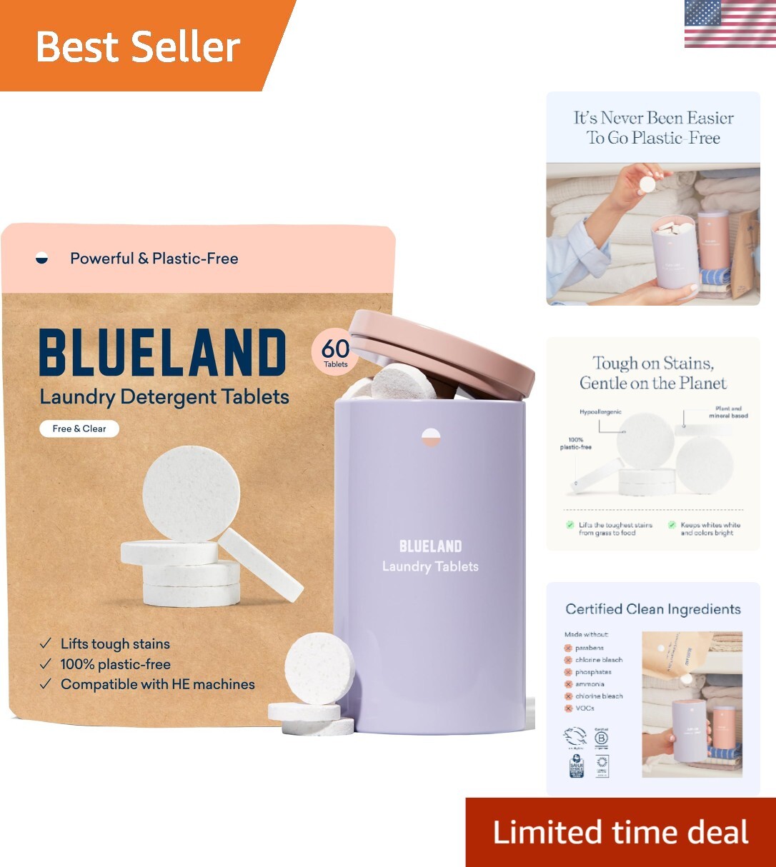 Gentle and Effective Laundry Tablet Starter Set - 61 Count, Eco-Friendly Choice