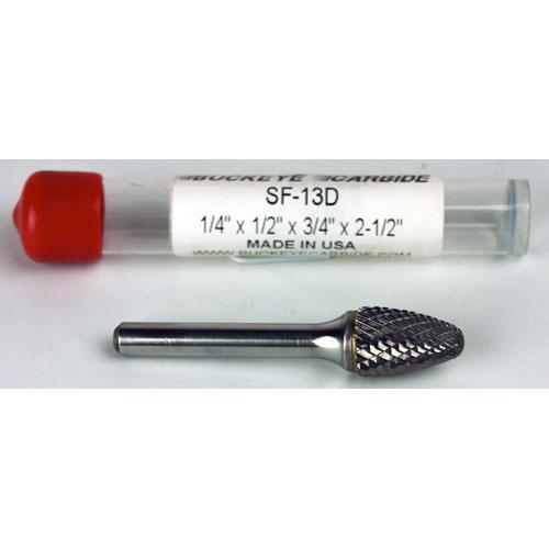 f-13Carbide Burr (SF-13D) Round Nose Tree - Double Cut - 1/4 x 1/2 x 3/4 x 2 1/2