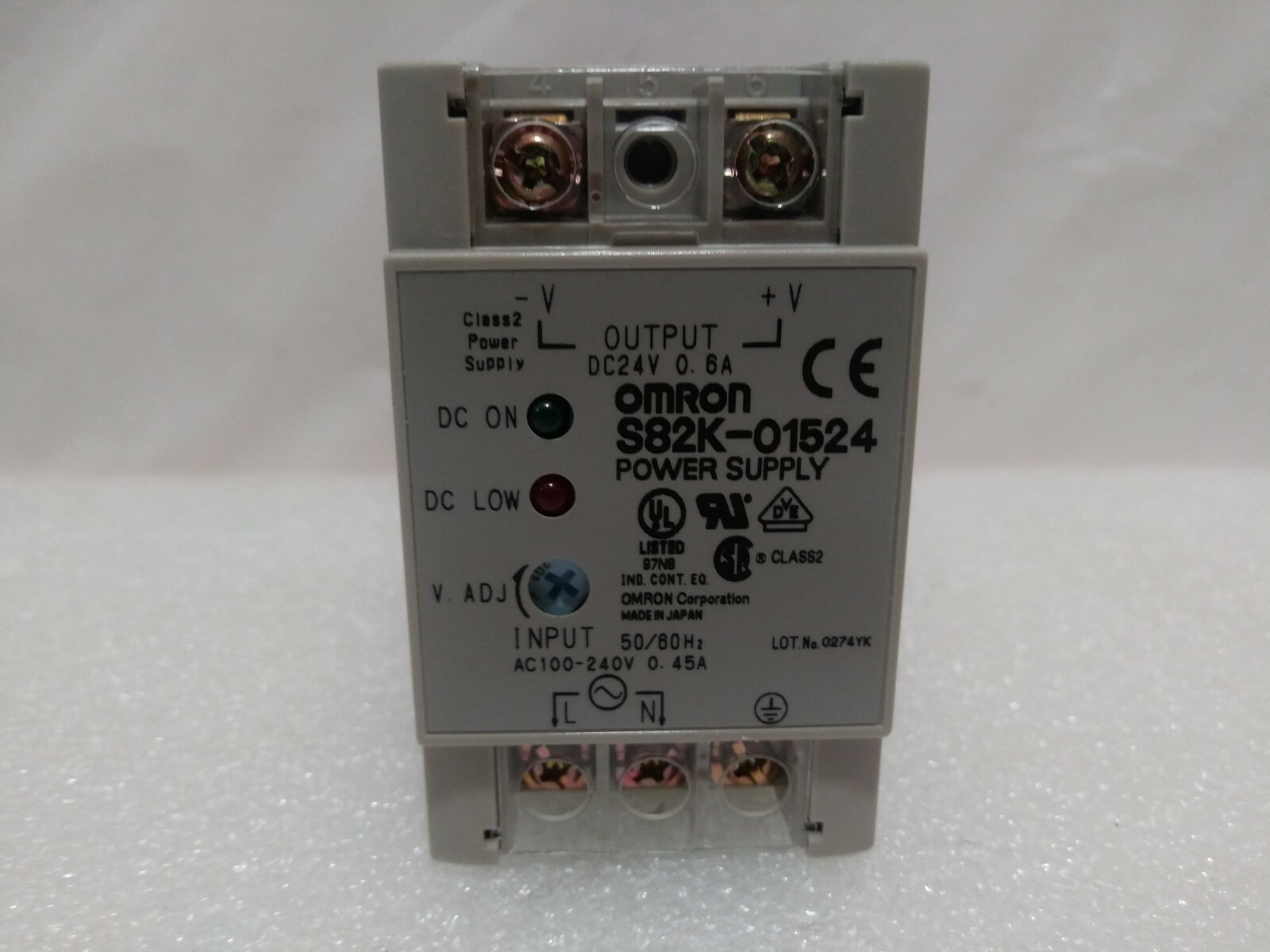 POWER SUPPLY OMRON 24VDC S82K-01524 .6A