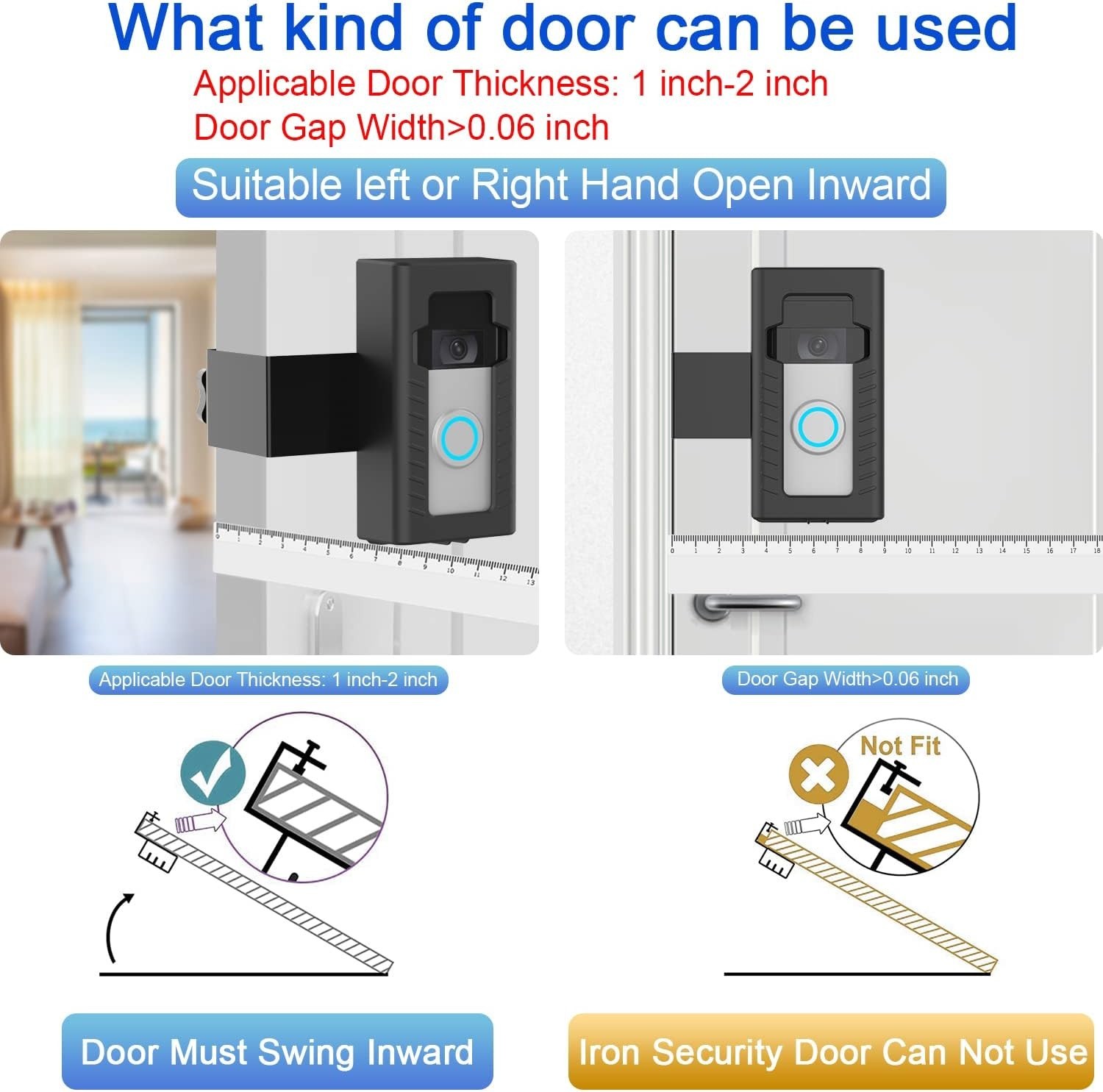 Anti-Theft Adjustable Video Doorbell Mount Compatible with Ring/Blink