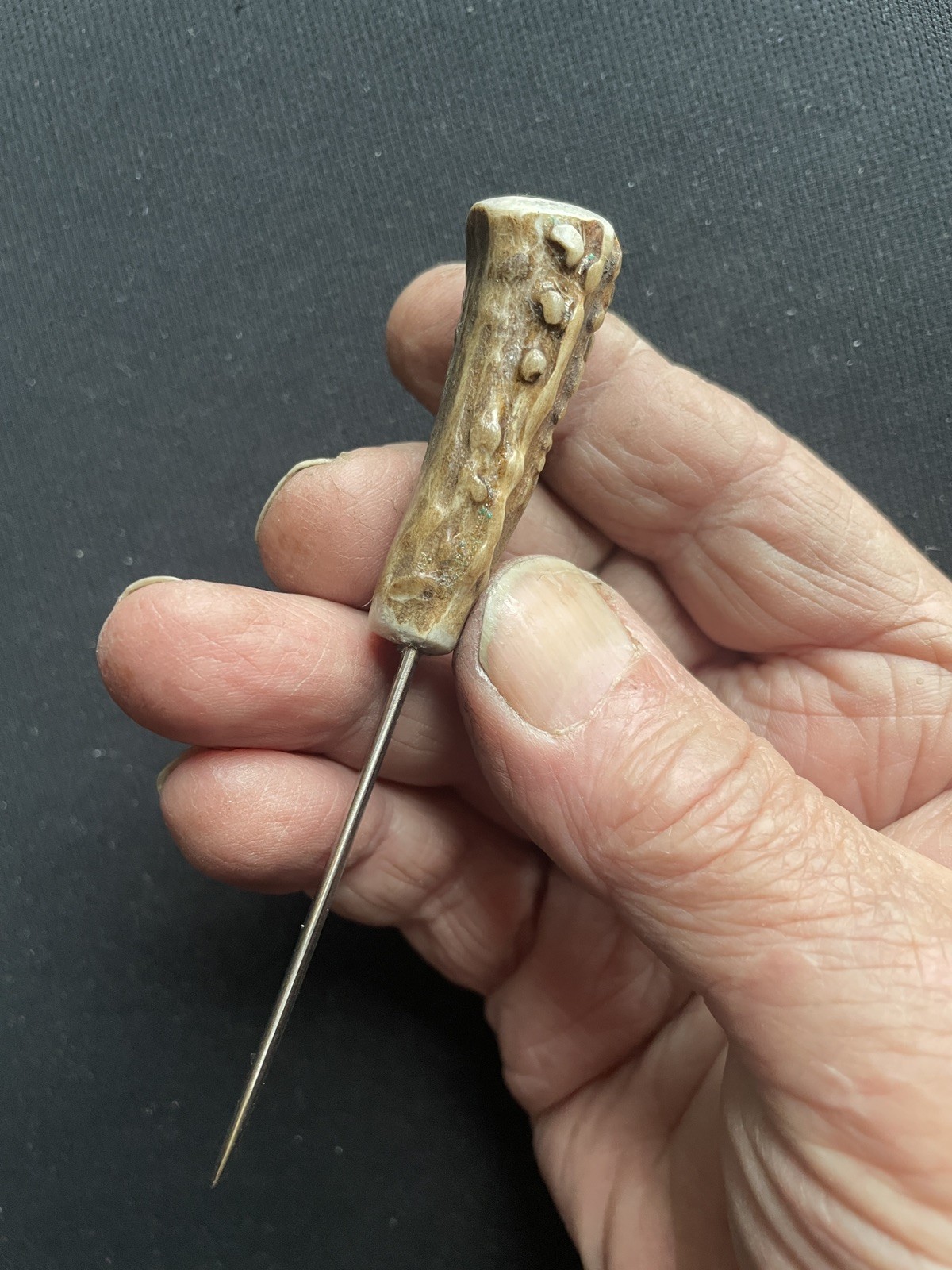 OOAK Artisan Antler Single Prong Divot Tool - Stainless- Whitetail Deer - Golf