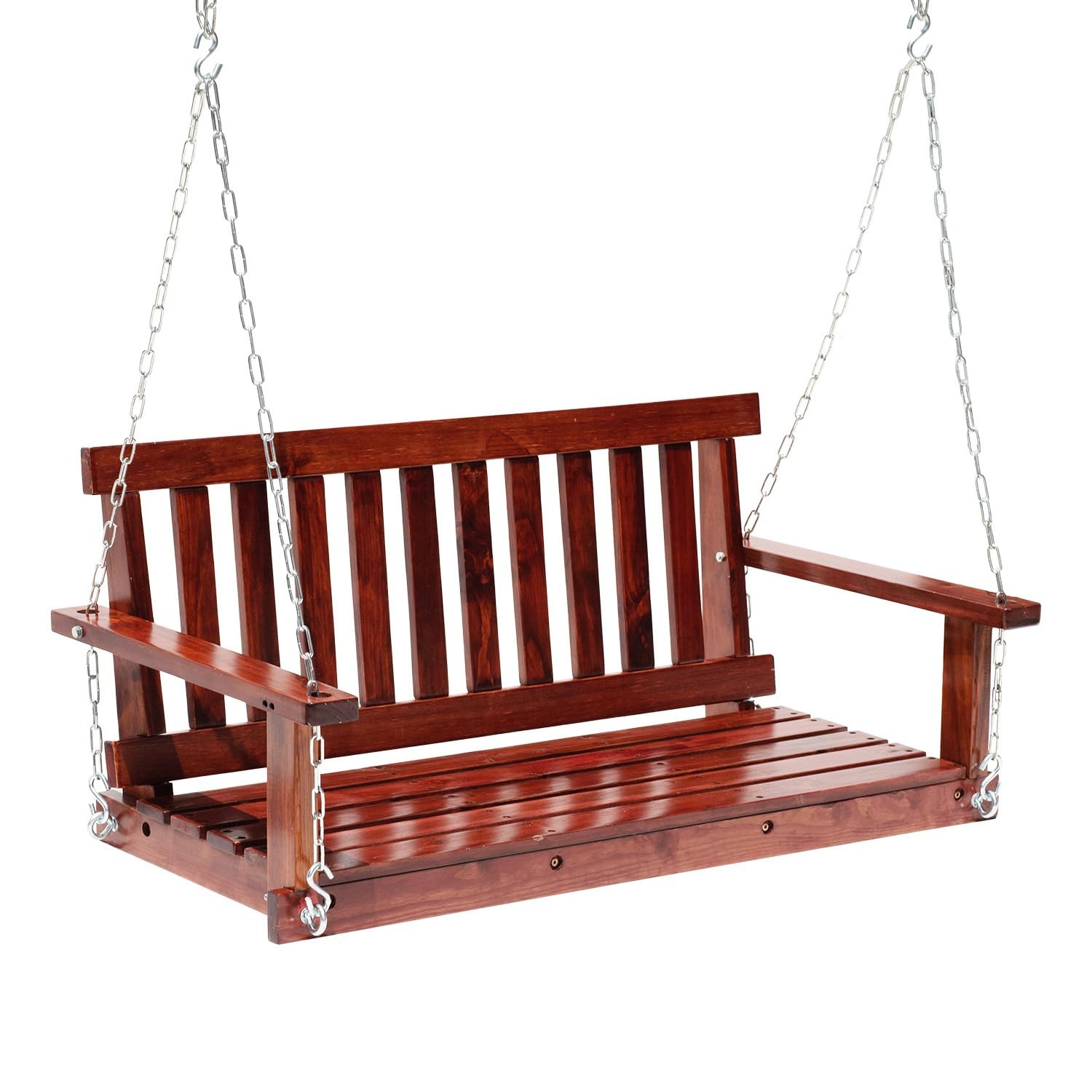 Outdoor Wooden Porch Swing 4Ft Patio Porch Swing Bench 800 LBS Load-Bearing C...