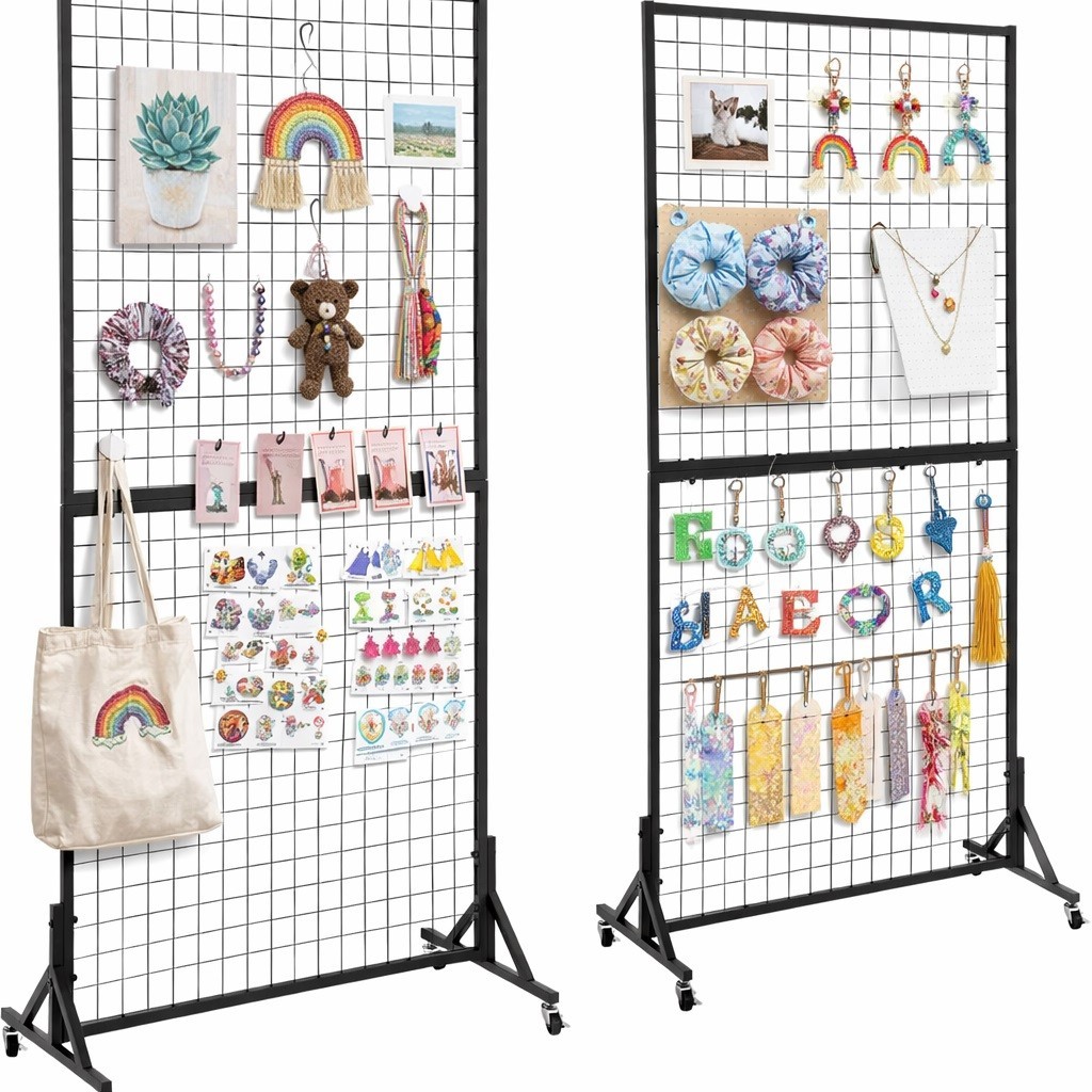 Display Grid Rack 2 Pack 3' x 6 ft Metal Panel Stand Retail Art Craft Gridwall