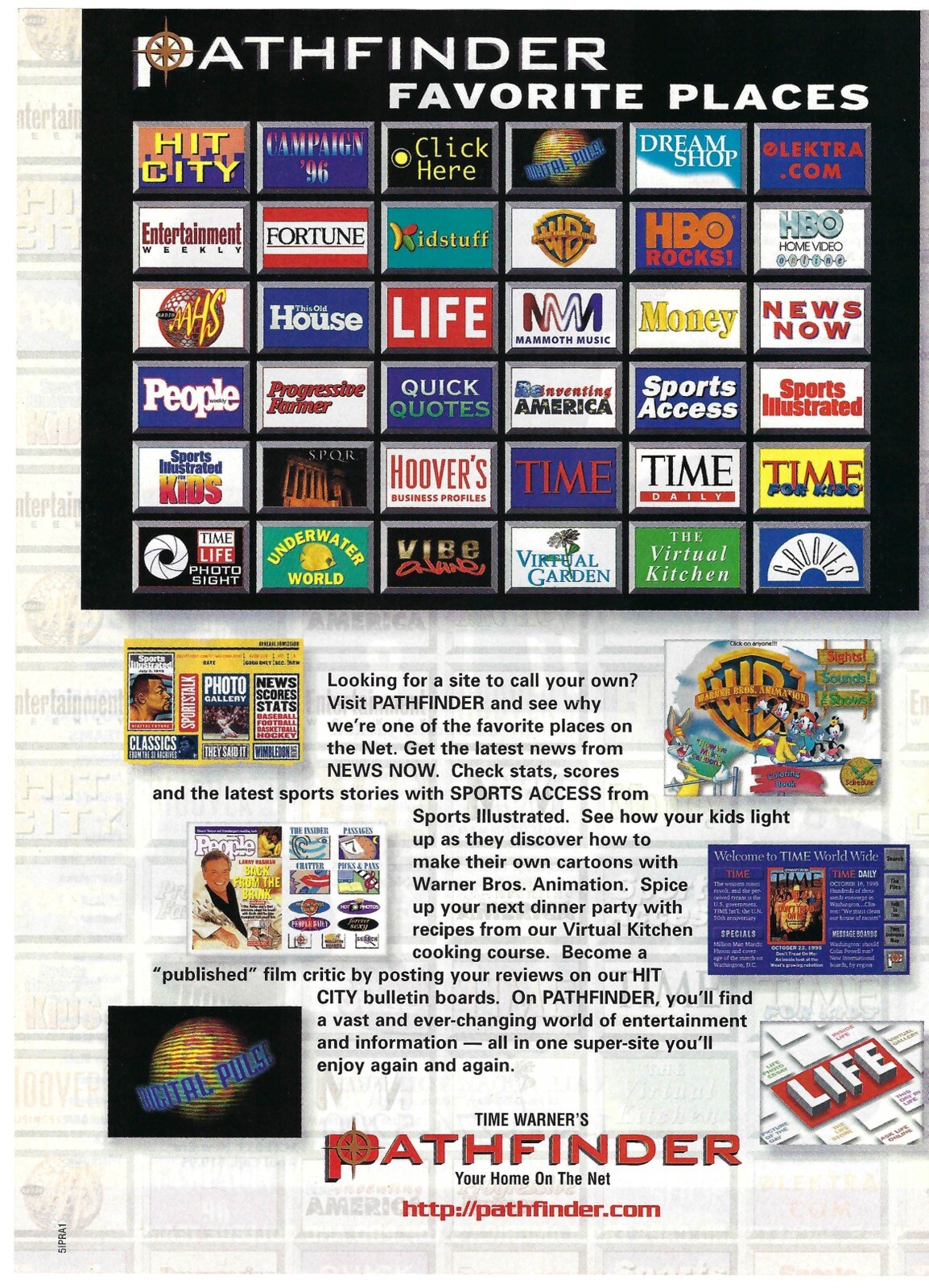 1995 Time Warner’s Pathfinder Internet News Sports Animation Print Ad/Poster