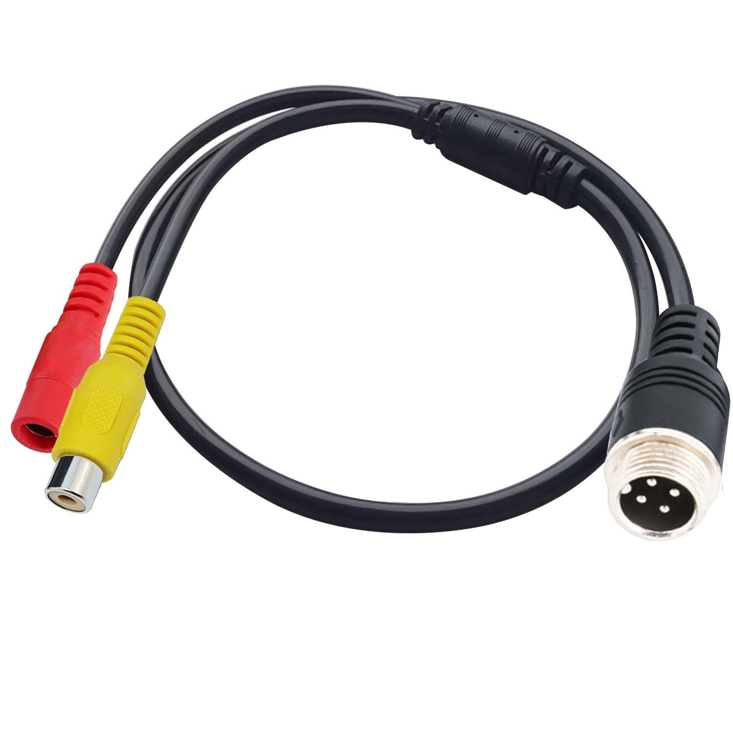 AYECEHI 4 Pin Aviation to RCA Adapter 4 pin Male rca+dc Famale, Black