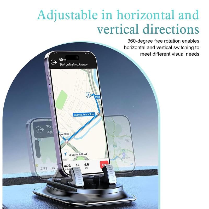 Self-Adhesive Car Phone Holder Dashboard Navigation Bracket 360-Degree Rotation