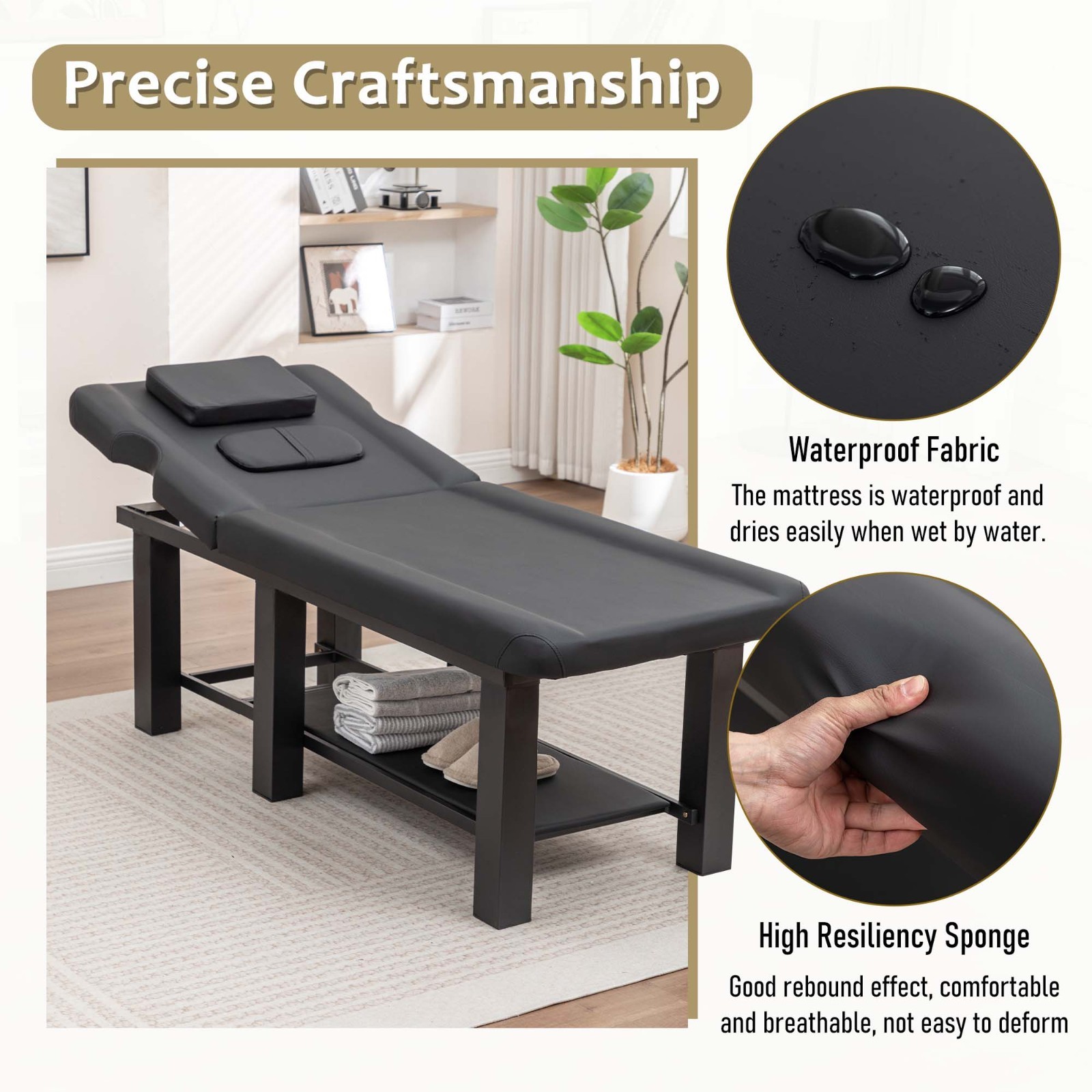 Multi-Function Professional Massage Therapy Table, Black