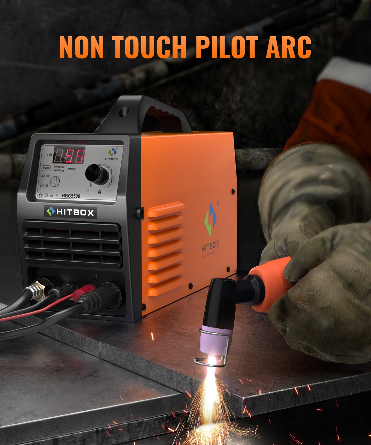 HITBOX 55A Non-Touch Pilot ARC HF Plasma Cutter 110V/220V Pro Cutting 12mm-20mm