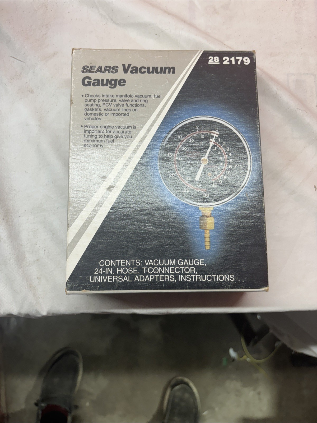 Vintage Sears Vacuum Gauge 2179 Hose & Adapters Made In USA No Instructions NOS