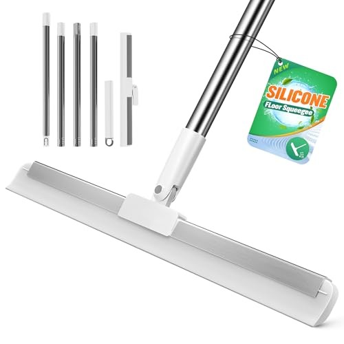 Silicone Squeegee for Floor, 180° Rotating Squeegee Broom, Floor Squeegee with