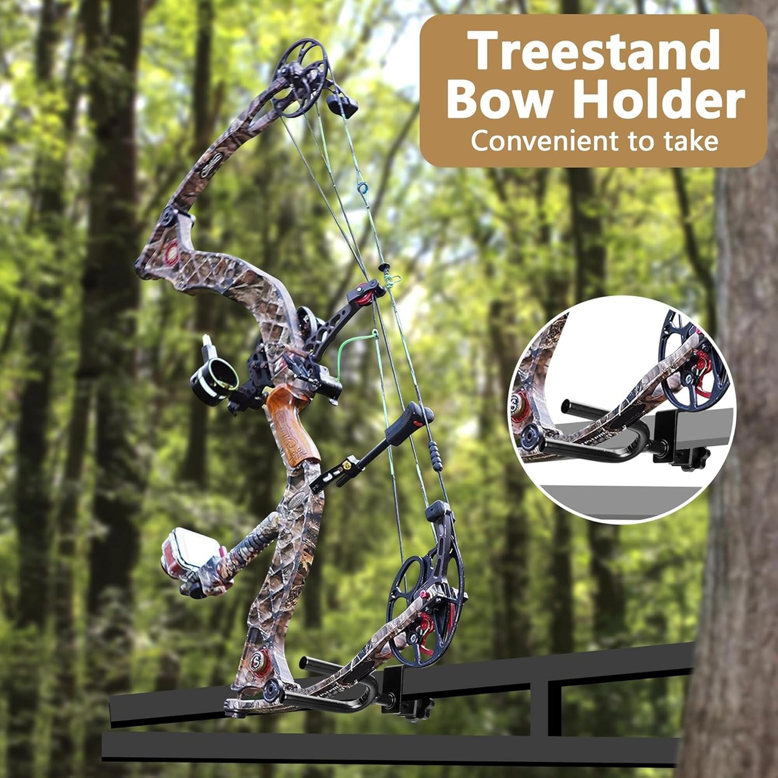codree 2 Pcs Tree Stand Bow Holder- 12 Teeth Adjustable Hunting 2