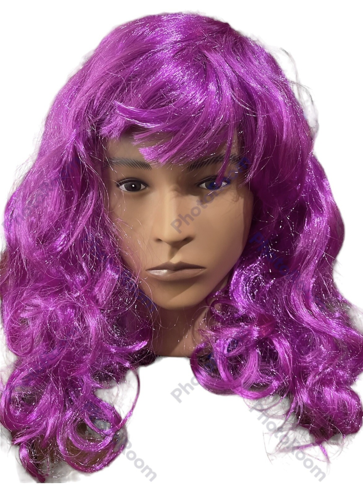 *Purple Neon Curly Wig Costume Cosplay Adult Halloween