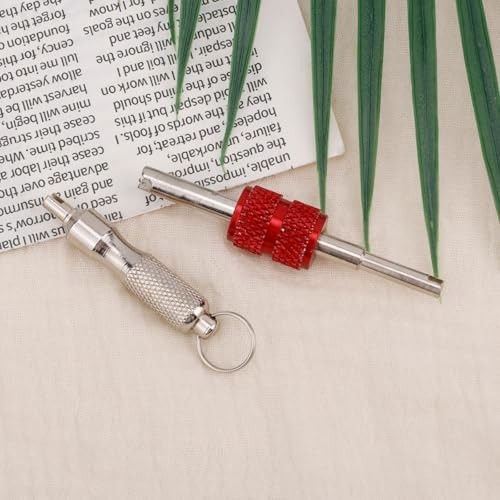 2pcs Valve Core Removal Tool Keychains, Dual & Single Head Tire Stem Core