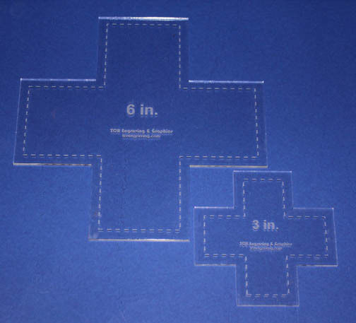 Laser Cut Quilt Templates- 2 Piece Cross - Clear Acrylic 1/8" -Tessellation