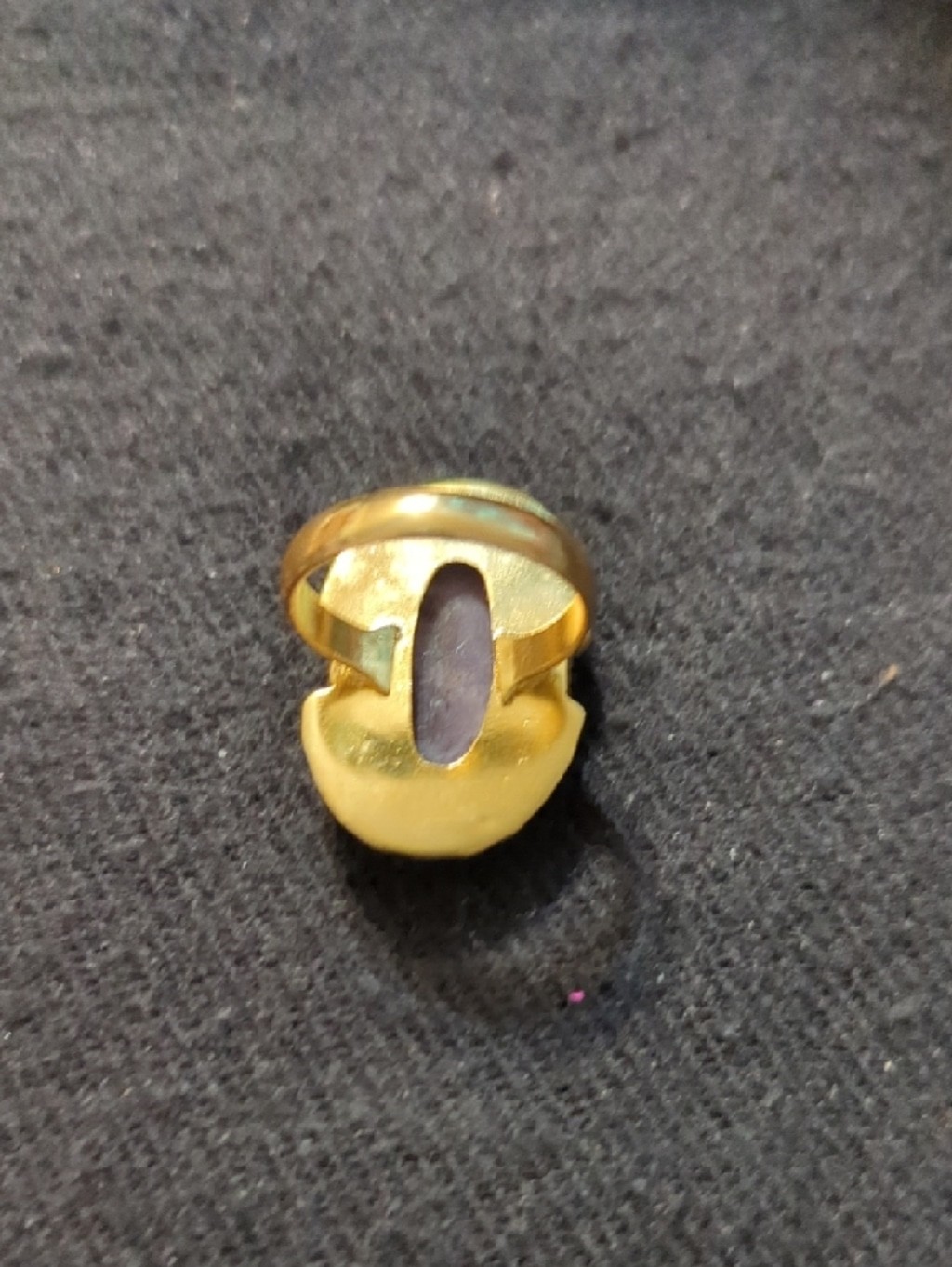 Gold Plated Purple Amethyst Gemstone Oval Statement Ring - Size 9.5