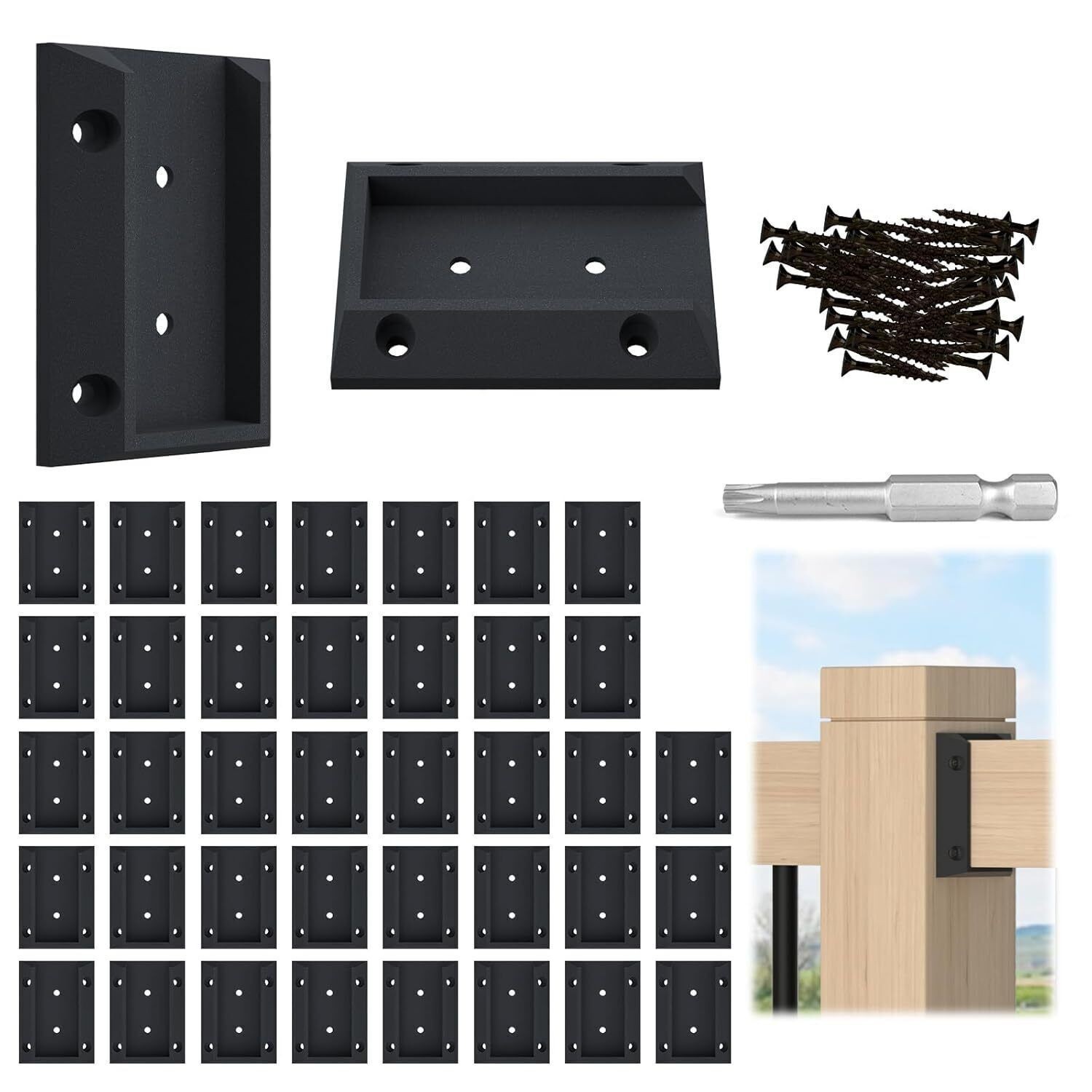 40Pcs Deck Railing Brackets Connectors Rail Support Kit for 2x4 Wood Post Deck