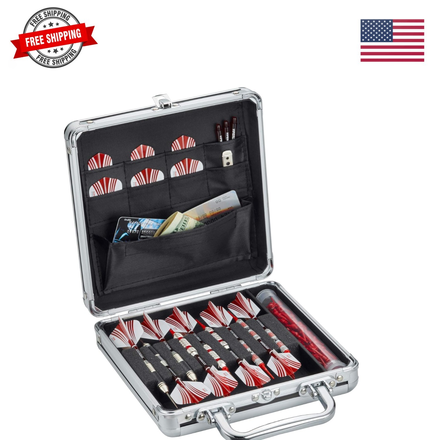Ternion Aluminum Dart Carrying Case Holds 9 Darts, Steel Tip or Soft Tip with...