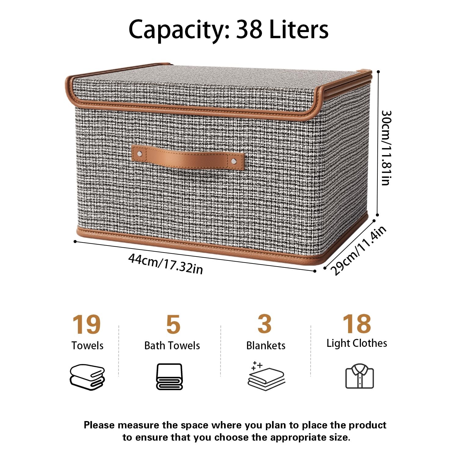 Large Fabric Storage Bins With Lids Closet Organizer Light Grey 2 Pack Kit