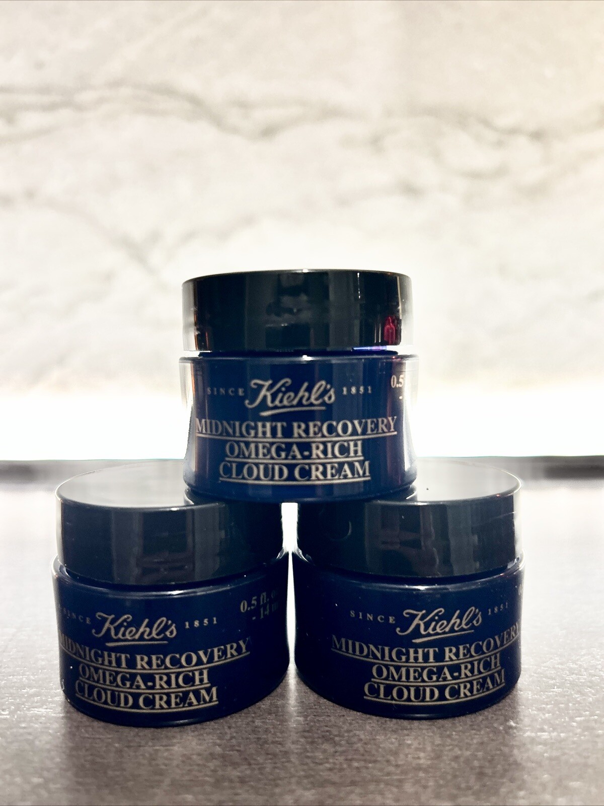 3x Kiehl's Midnight Recovery Omega Rich Cloud Face Cream 0.5 oz / 14 mL Lot of 3