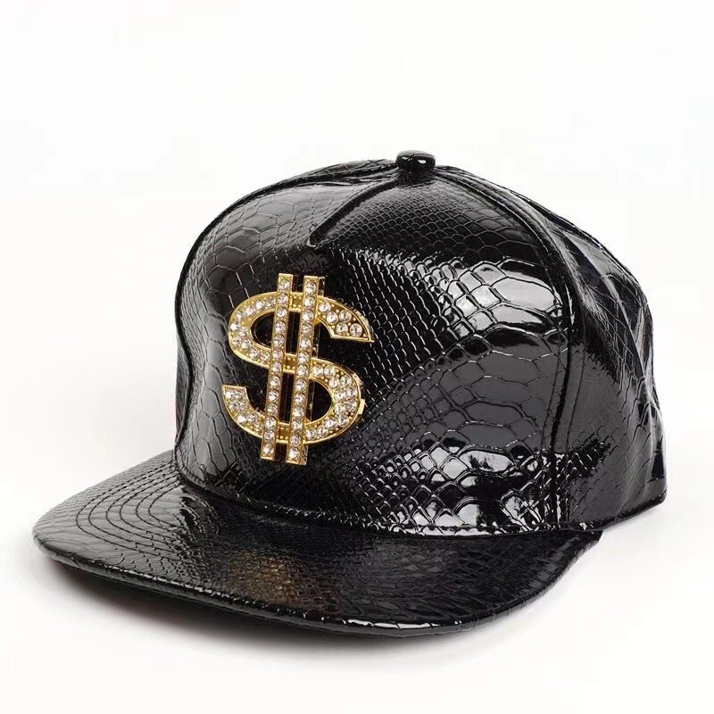 Street Style Leather Hip-Hop Hat US Dollar Decor Crocodile Pattern Baseball Cap