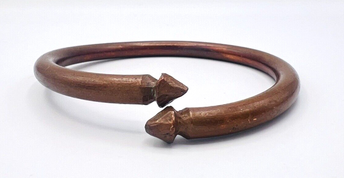 Handcrafted Brutalist Shabby Chic Copper Bangle Bracelet