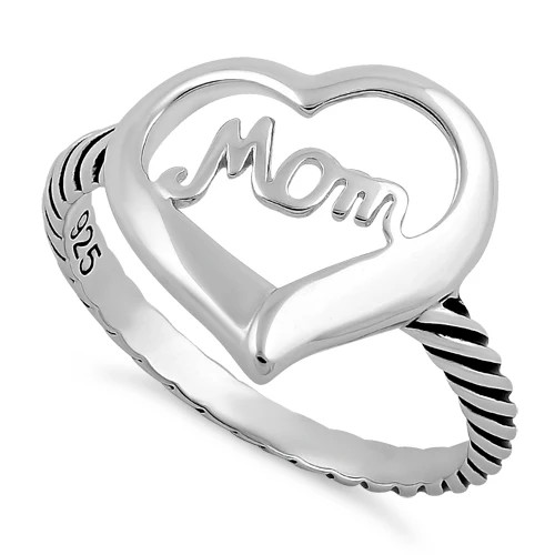925 Sterling Silver Mom Heart Ring
