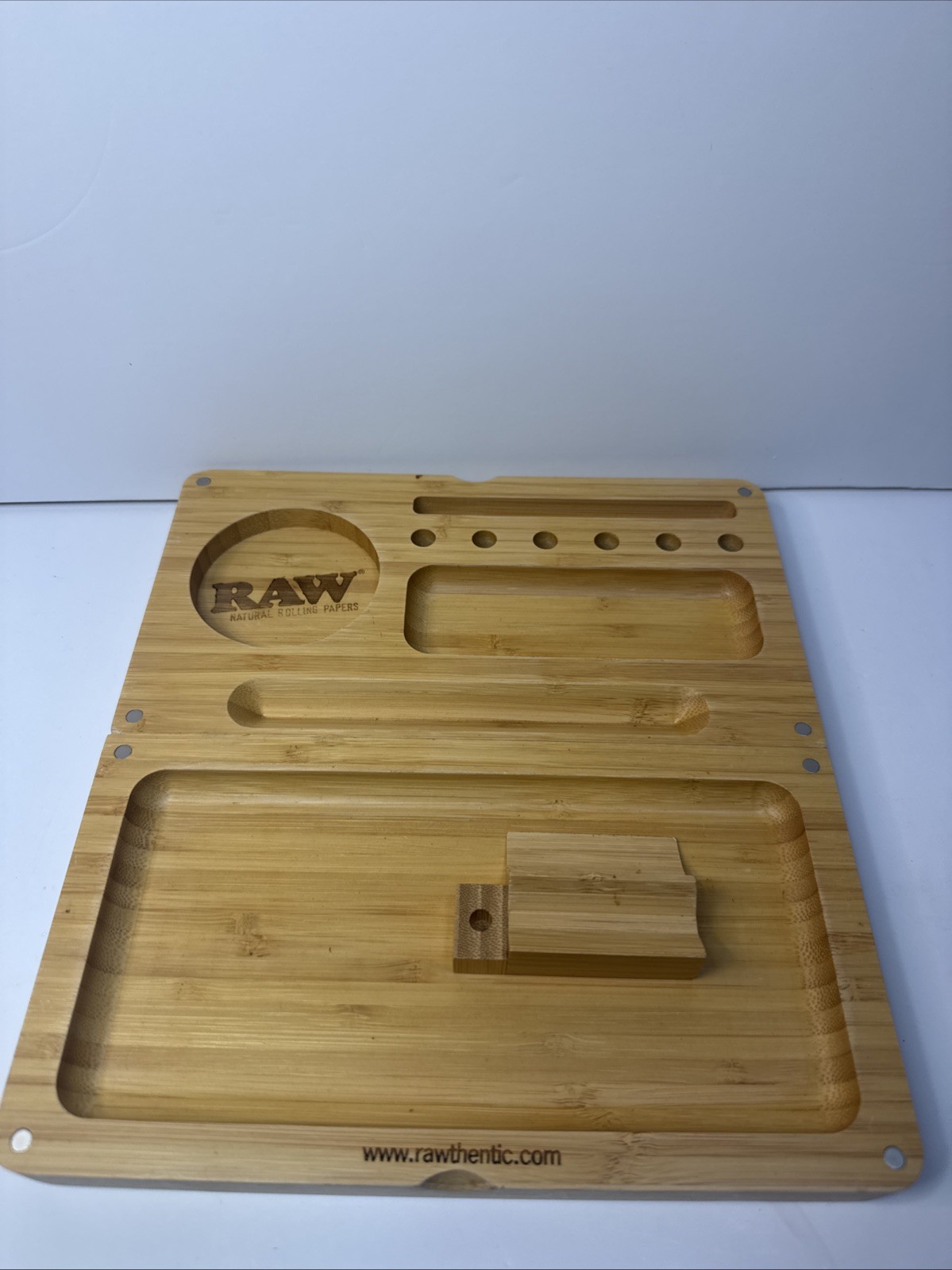 Raw Wooden Bamboo BACKFLIP Magnetic Rolling Tray Stash Box ( New Out Of Box)