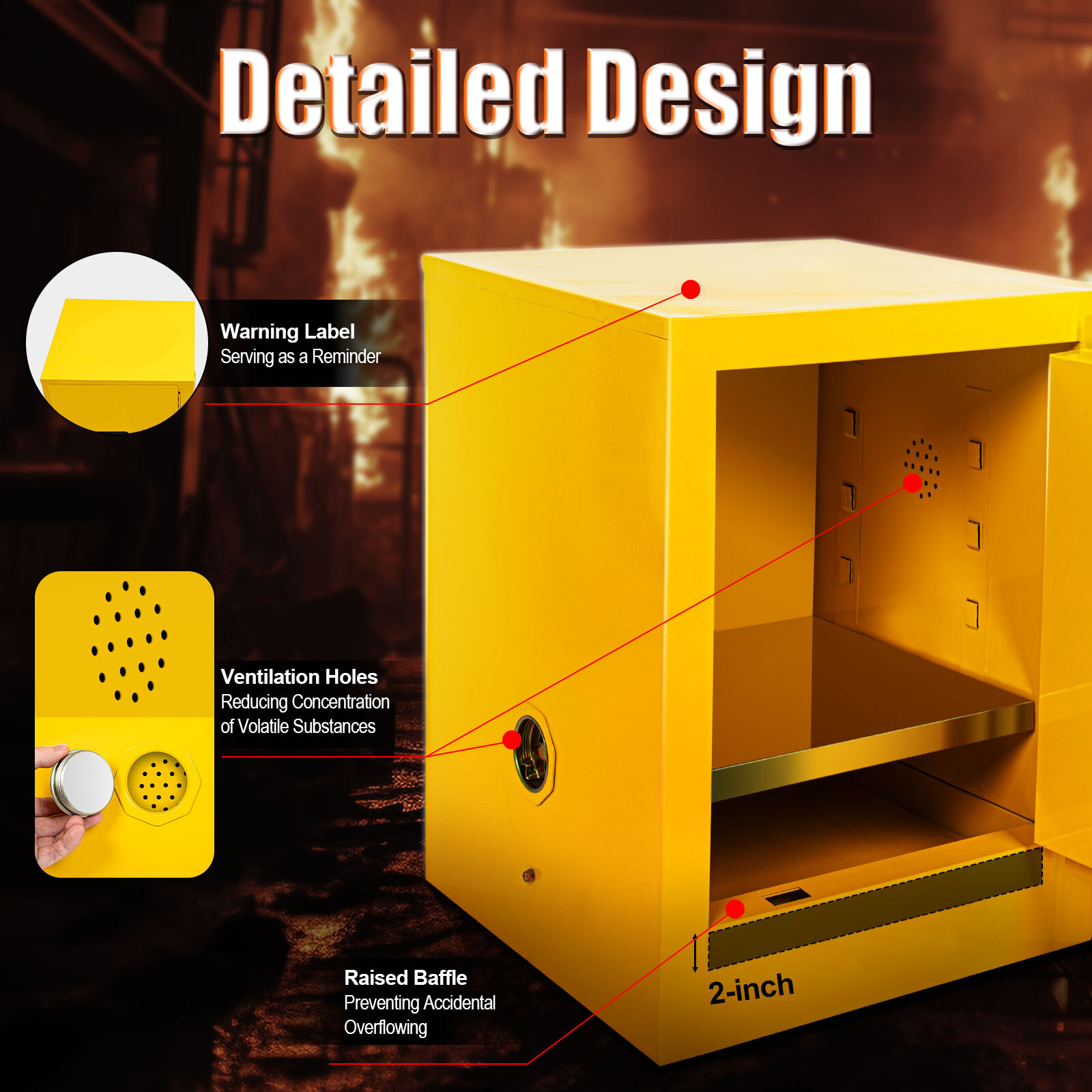 4Gallon Fireproof Safety Storage Welded Cabinet Bin Flammable Liquid Storage